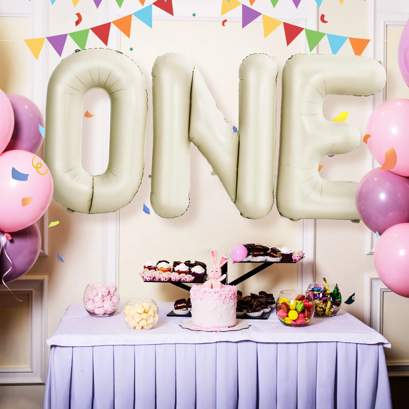 

Cream White Large Letter Balloons Aluminum Foil Strong Material Stylish Design Birthday Party Decorations One Balloon Number