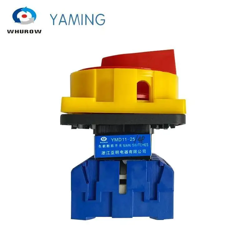 المعزل التبديل على الخروج 2 موقف 4P 25A نقل يدوي الروتاري قفل أحمر/أصفر كام تغيير محدد الصانع YMD11-25 #4