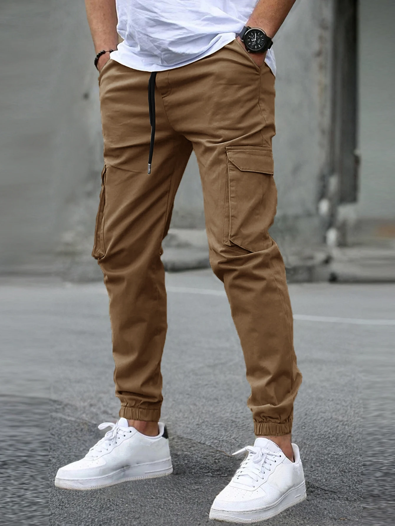 Men's new workwear pants with multiple pockets and leg binding pants, men's casual outdoor pants