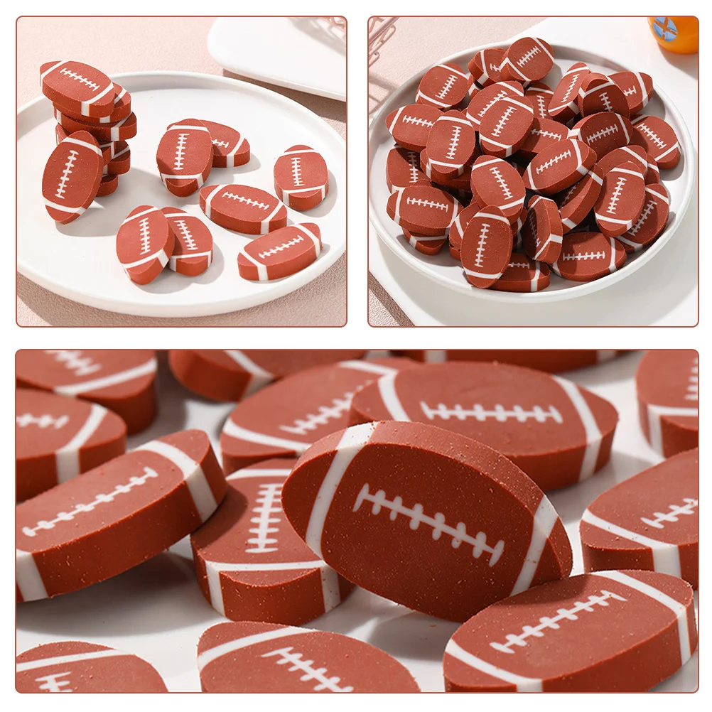 

100pcs Rugby Erasers Tpr Material Cute Cartoon Pencil Eraser For Artists Drafting Supply Portable School Stationery Multi