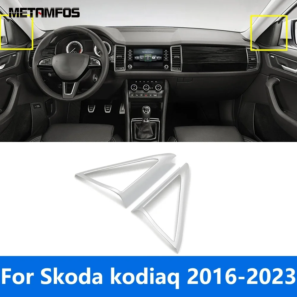 Car Accessories For Skoda kodiaq 2016-2022 2023 Matte Interior Window A Pillar Triangle Audio Speaker Loudspeaker Cover Trim