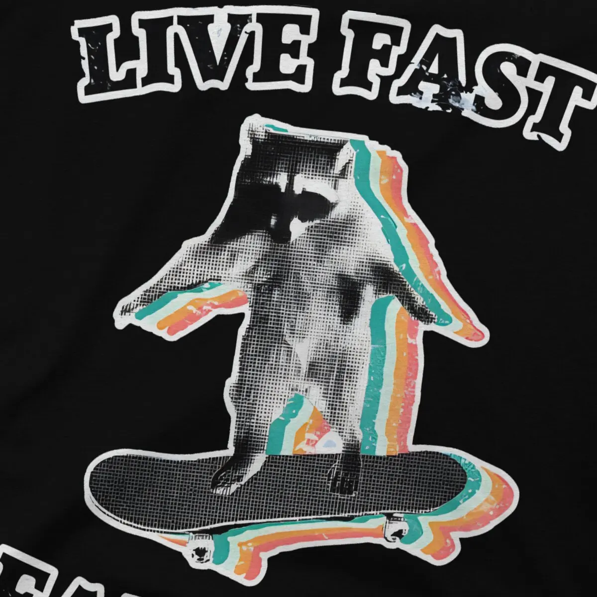 Raccoon Live Fast, Eat Trash Radical Tshirt Classic Men Grunge Teenager Blouses Tops Oversized Cotton Crewneck T Shirt