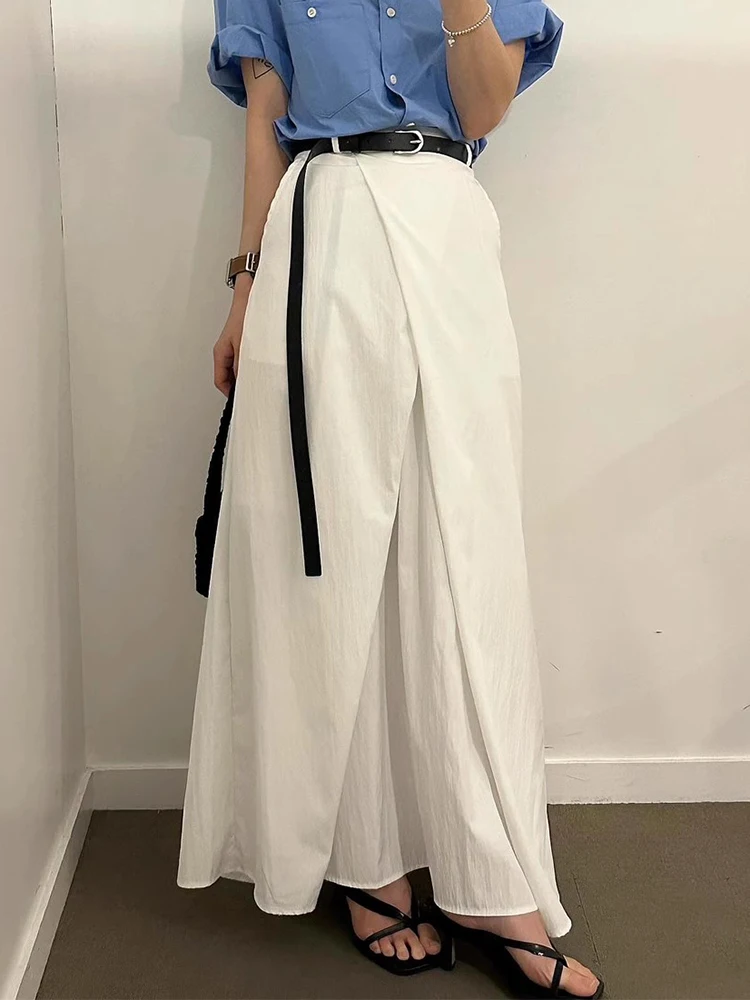 Falda E de Cintura Alta, Línea A, Larga, Midi, para Mujer, Diseño Pado, Estilizador, Verano, Estilo Coreano