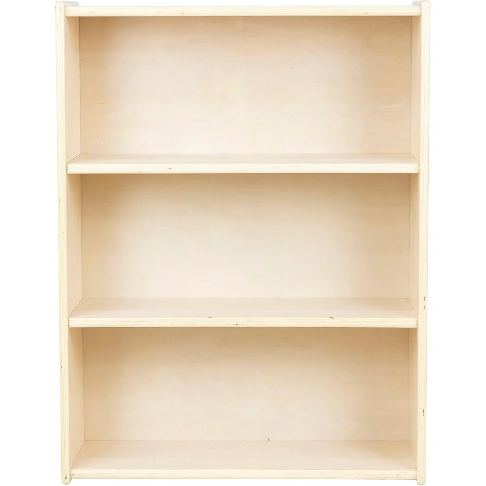 Librería de madera contrachapada de abedul estilo Montessori con 3 estantes para organización de artes y manualidades para niños pequeños