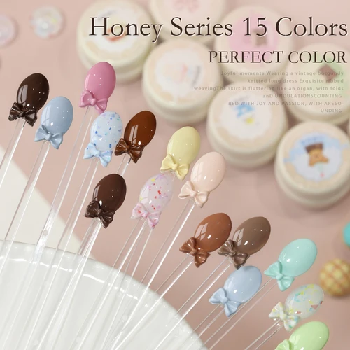 Imagen 1 del producto PERFECT COLOR Esmalte de uñas en gel Serie Honey 15 colores, 1 ud., 15 piezas, 5 g, uñas para salón holográfico, gel de manicura y arte de uñas en el hogar diy