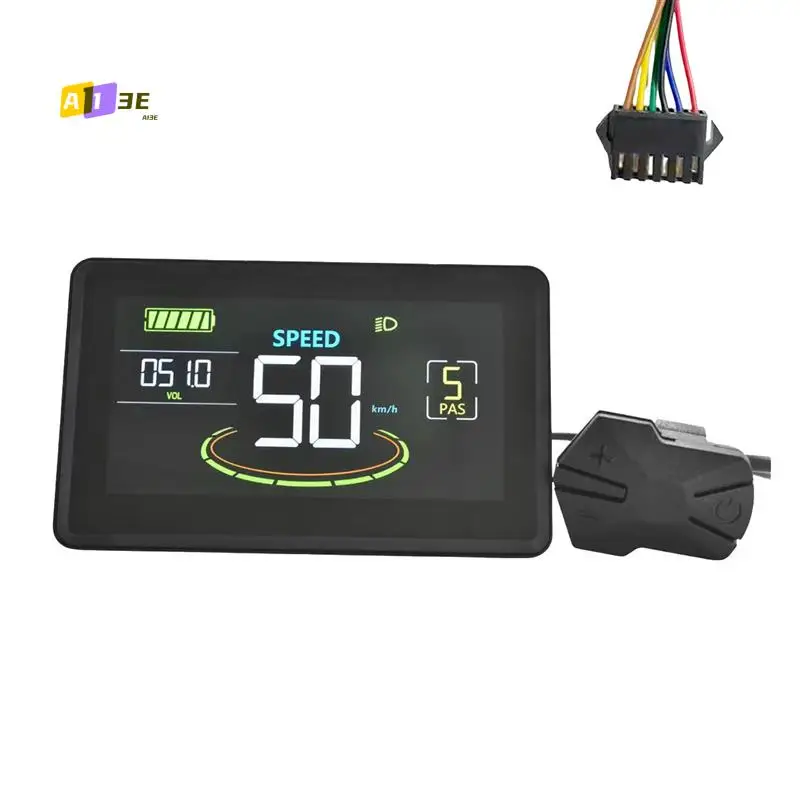 

A03E-H6C Electric Bike LCD Display Meter 24V-60V E Scooter LCD Panel Color Screen With USB UART For Electric Bike Parts (SM 6PIN