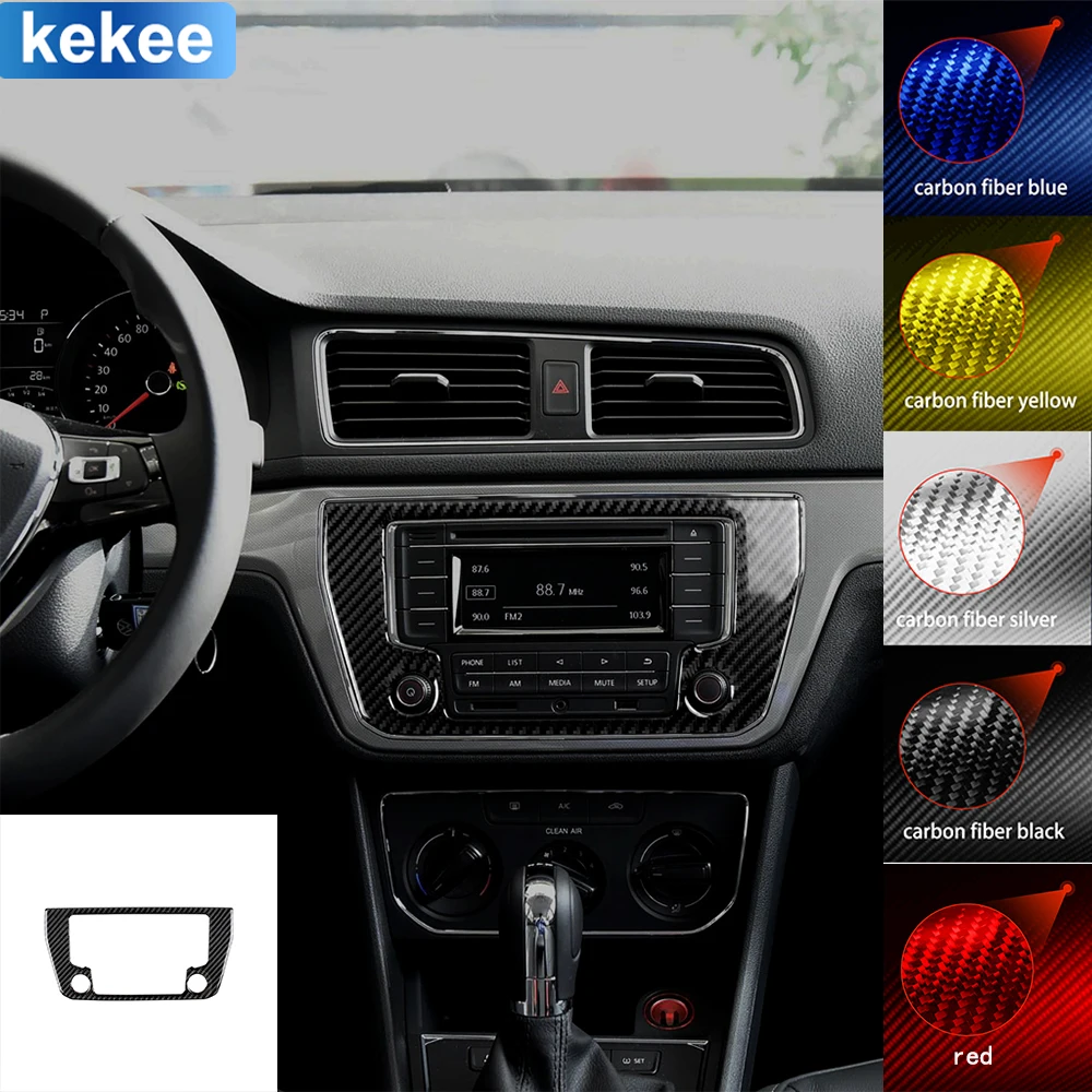 For Volkswagen VW Lavida 2015 2016 Dashbaord Navigation Panel Cover Soft Real Carbon Fiber Sticker Car Interior Accessories