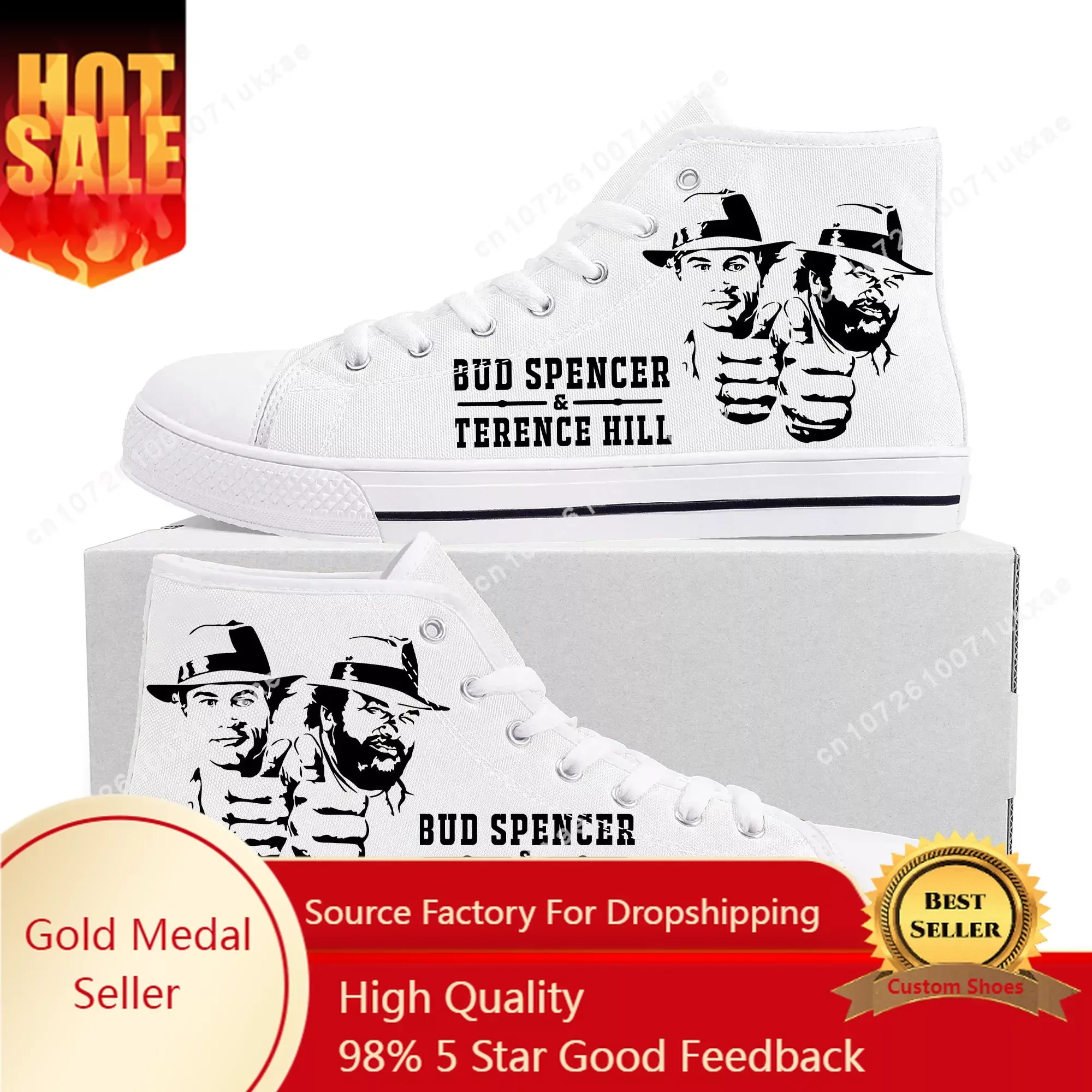 

Bud Spencer Terence Hill High Top Sneakers Mens Womens Teenager Canvas High Quality Sneaker Casual Custom Made Shoes DIY Shoe