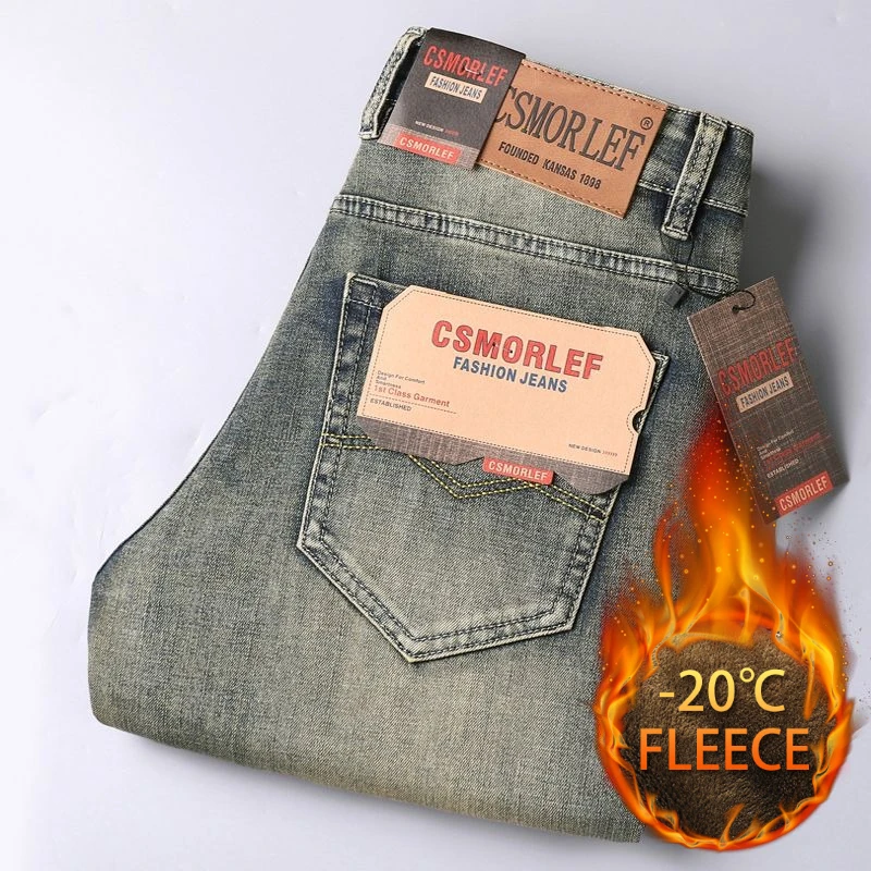 الخريف والشتاء أفخم الجينز الرجال ضئيلة مستقيم الراقية الفاخرة أزياء العلامة التجارية الرجعية عارضة سراويل أنيقة أزياء الرجال السراويل #3