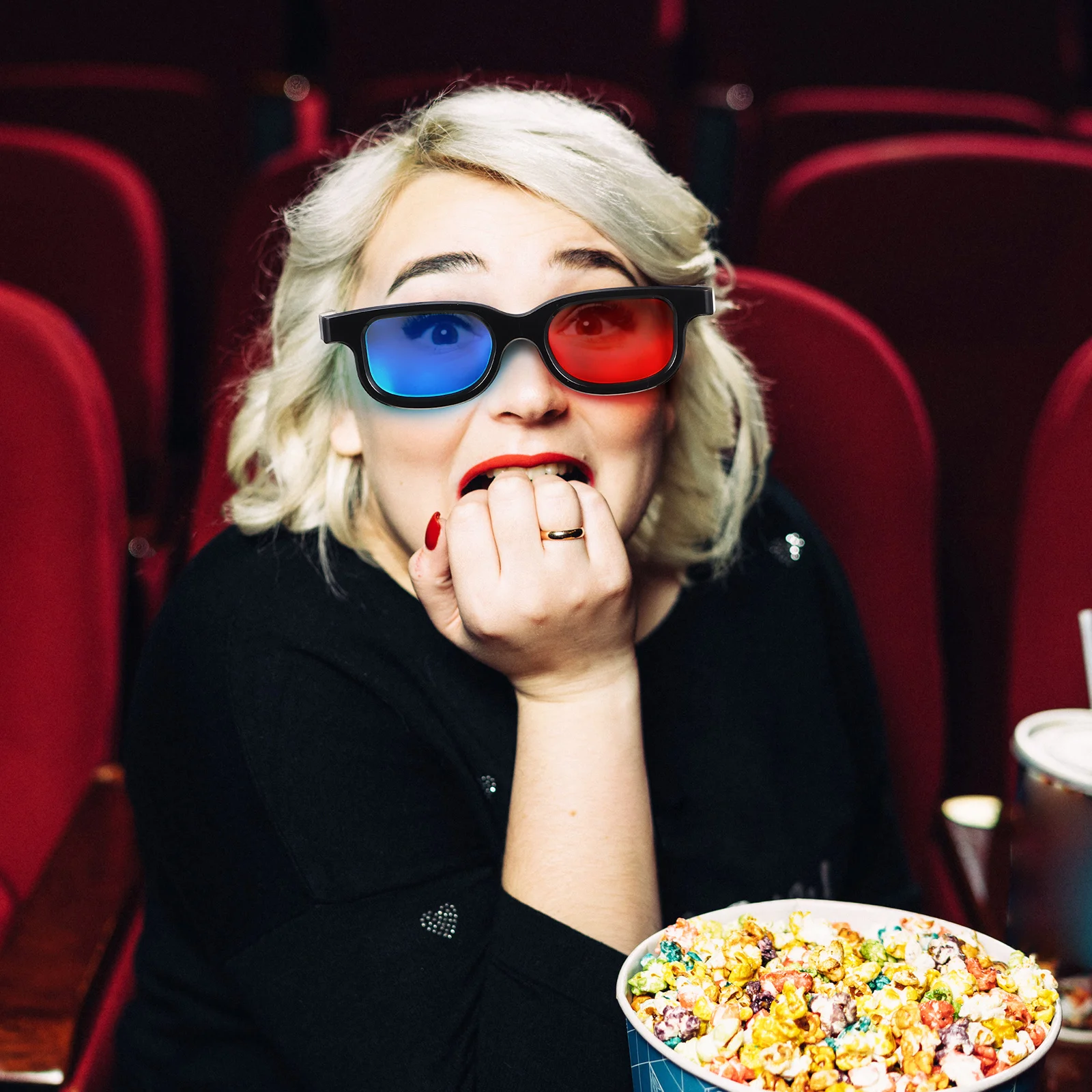 

10Pcs 3D Glasses Red Blue Lens Lightweight Frame Comfortable Nose Pads Compatible Movie Theater Projector Computer Screens