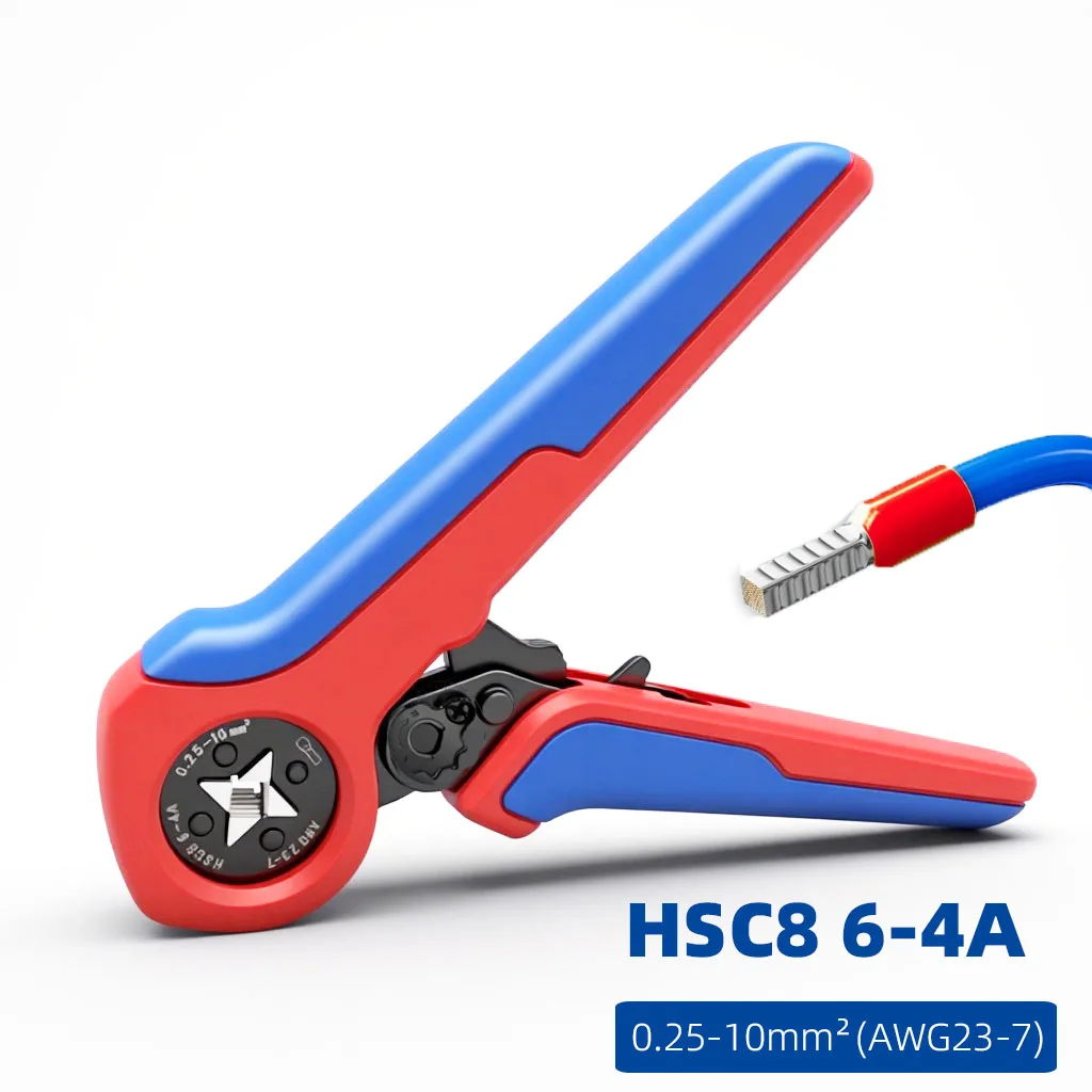 Crimpzange HSC8 6-4 0,25-10mm für Aderendhülsen ² 23-7AWG Aderendhülsen-Crimpzangen-Set Kabelkopf Elektrikerwerkzeuge – Detail 1