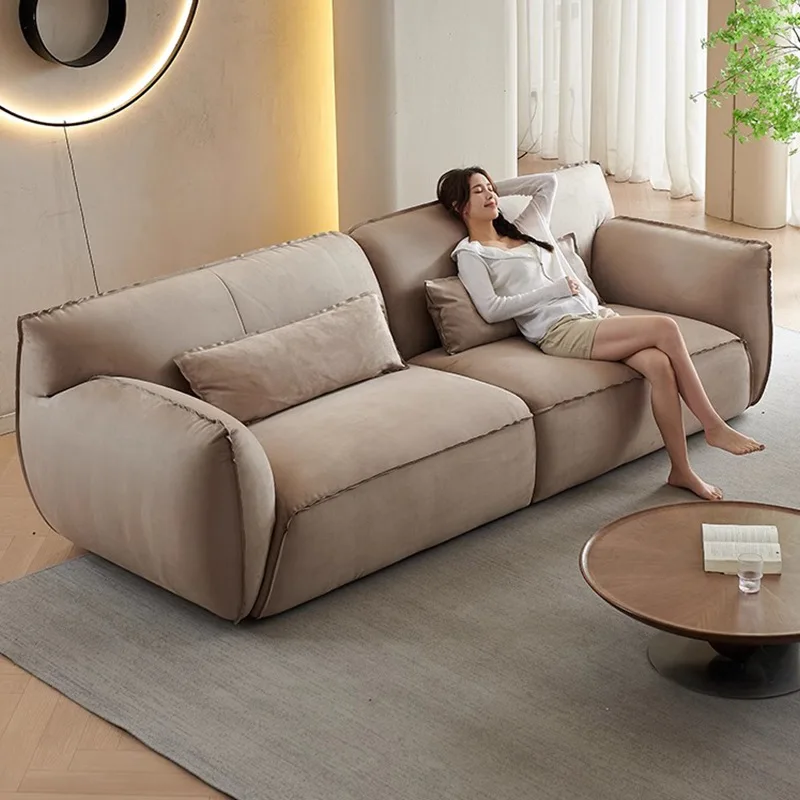 

Modern Leather Live Room Couch Italian Sofa Set Furniture Frosted Cloth Living Room Sofas