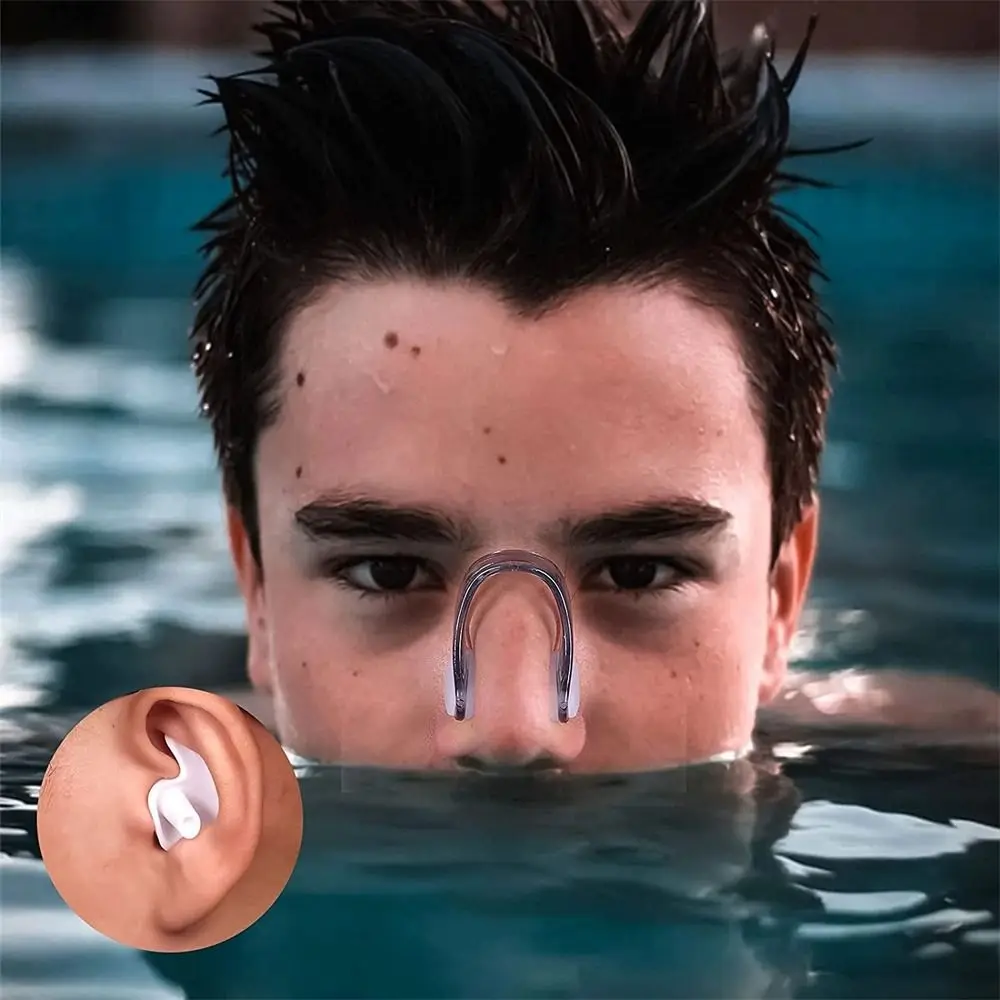 Adults Anti-noise Waterproof Silicone Surf Swim Nose Clip Swim Nose Ear Plug Swimming Earplugs Earplug Nose Clip Set