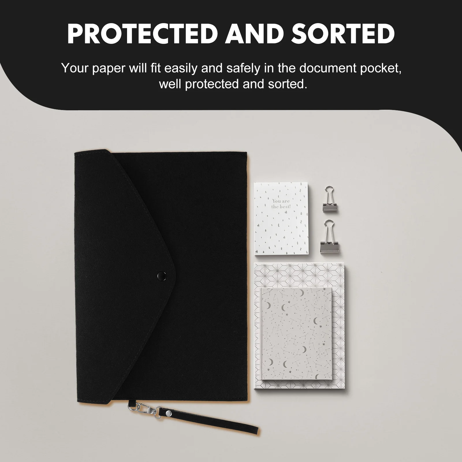 

Felt Document Bag Test Paper A4 Storage Travel Business Pouch Secure Clasp File Bag Office Organizer Portable Envelope