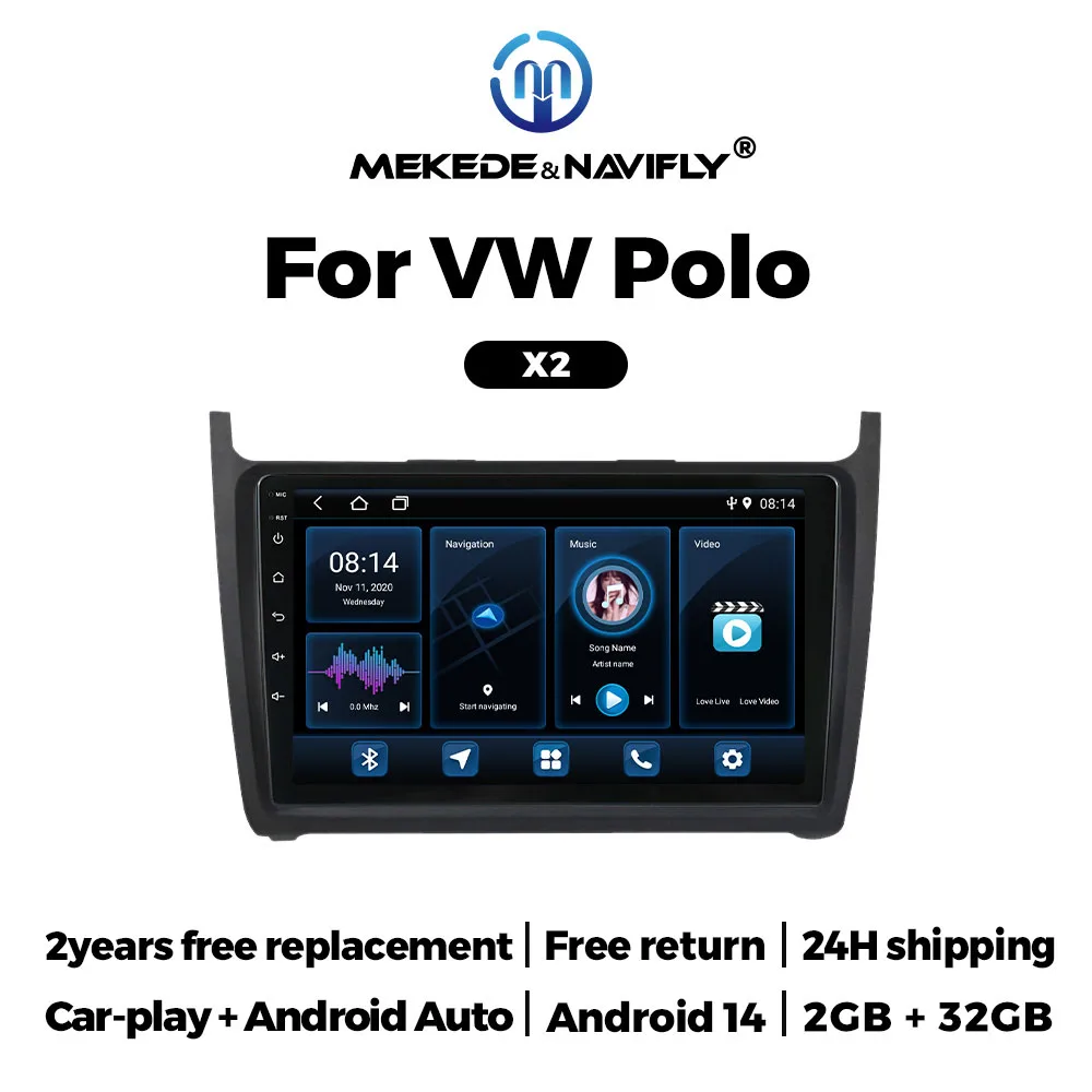 

NAVIFLY&MEKEDE 2025 Android 14 Car Radio Stereo Multimedia Player For VW Polo Golf Passat 5 Sedan 2008-2020 2DIN Carplay Auto BT