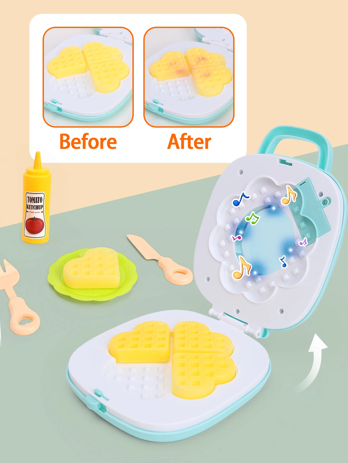 Juego de gofres, juguetes de comida para niños, juego de fiesta de té para niñas pequeñas, juego de cocina, juego de simulación de cocina