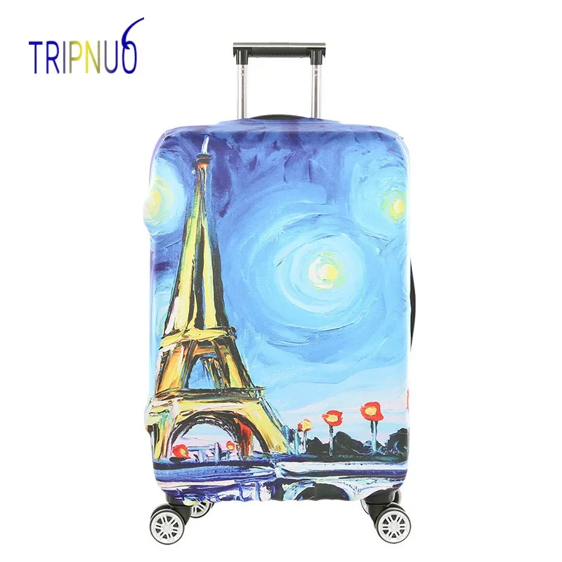 TRIPNUO Paris Tower Thickest Elastic Luggage Cover Zipper Suit For 18-32 inch Trunk Case Travel Suitcase Protective Covers