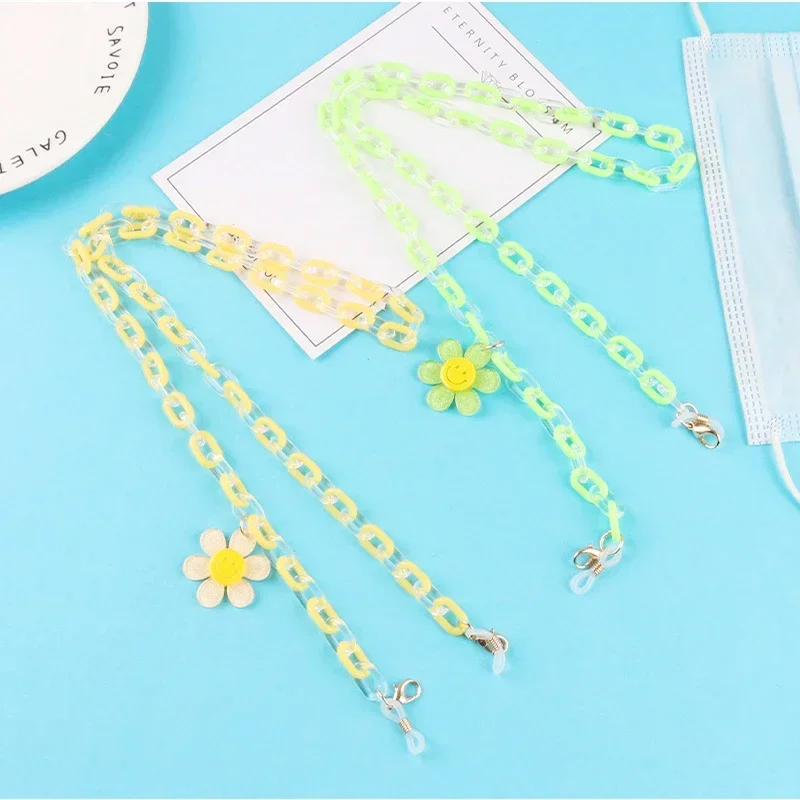 

Bohemia Student Candy Color Sun Flower Non-slip Glasses Chain Neck Strap New Jewelry Face Acrylic Sunglasses Mask Holder Lanyard