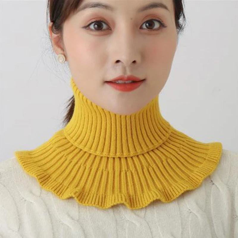 Warm Knitted Fake Collar Woolen Women Turtleneck Knitted False Fake Collar Detachable Neck Scarf Thicken Windproof Fake Collars