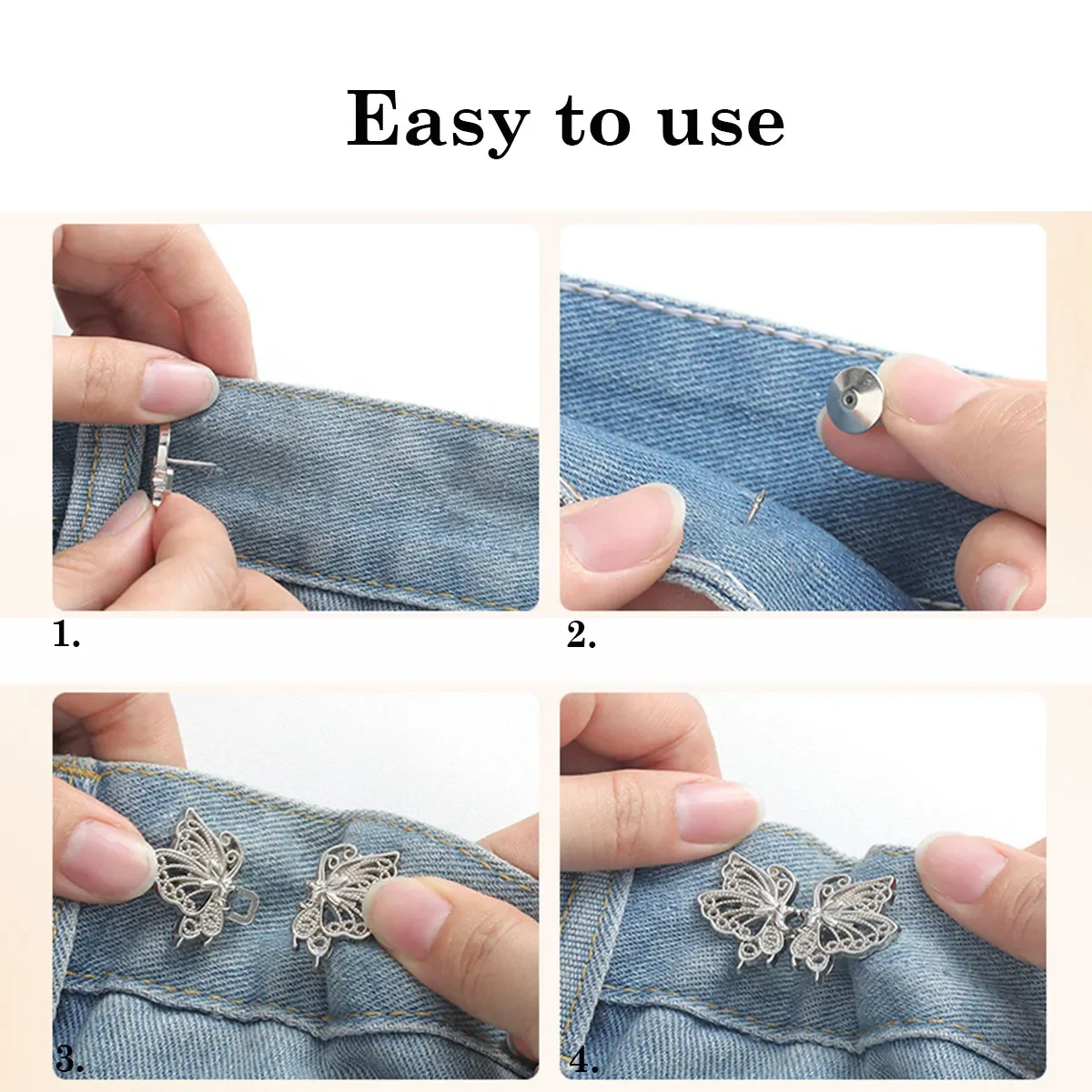 Boutons réglables pour jeans, clips pour pantalons et jupes, boucle de serrage de taille, bouton-pression, ajusteur de taille, bouton papillon, fournitures vestimentaires