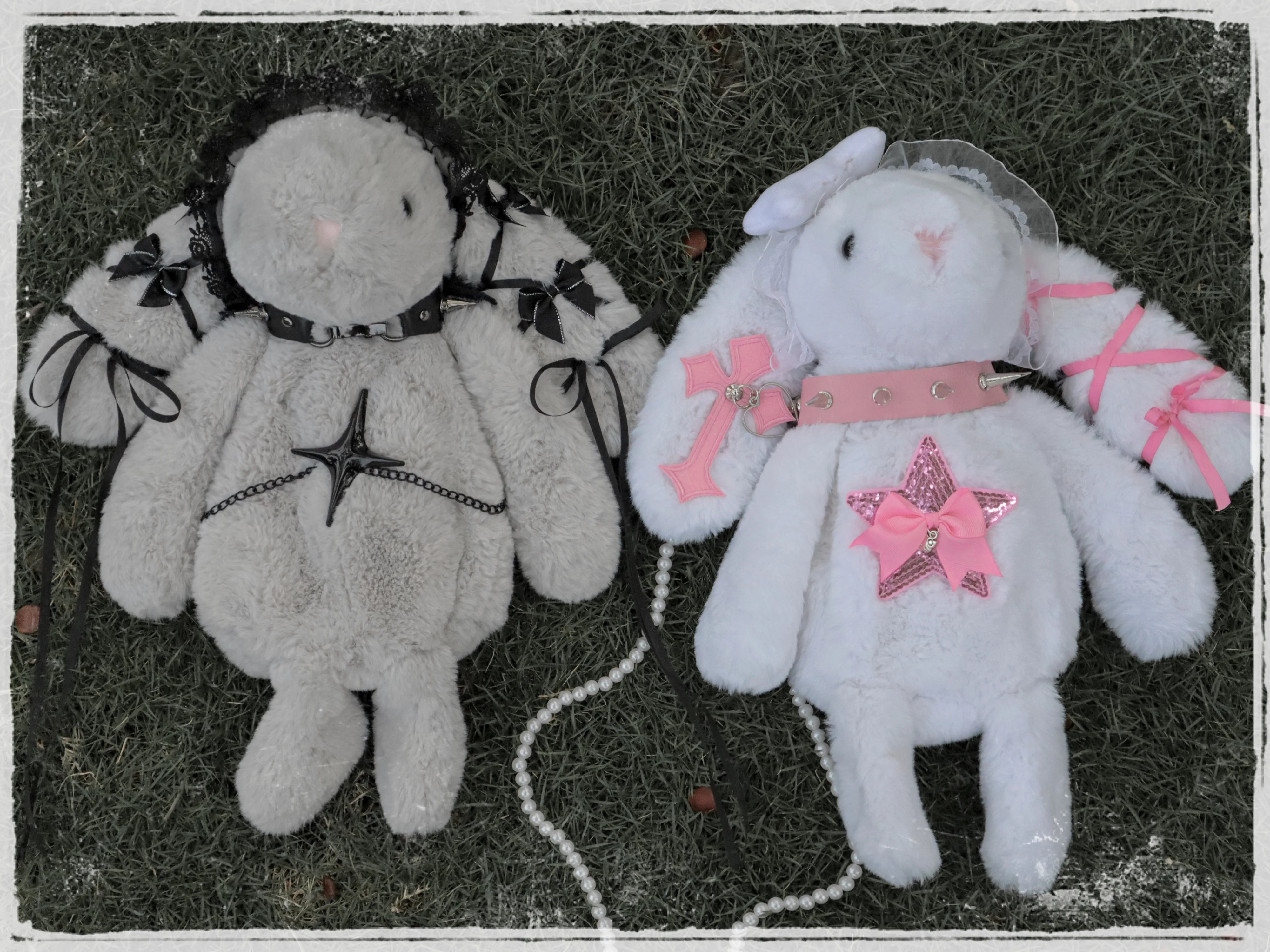 Originele Hart Konijn Subcultuur Y2k Diagonale Opknoping Tas Vrouwen Niche Zoete Cool Dark Goth Y2k Babes Pluche Lolita Pop Tas Meisje