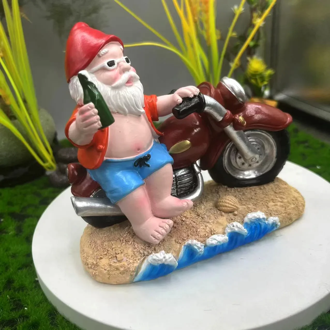 

Outdoor Dwarf Elderly Riding Motorcycles Christmas Decoration Courtyard Home Decoration Resin Crafts