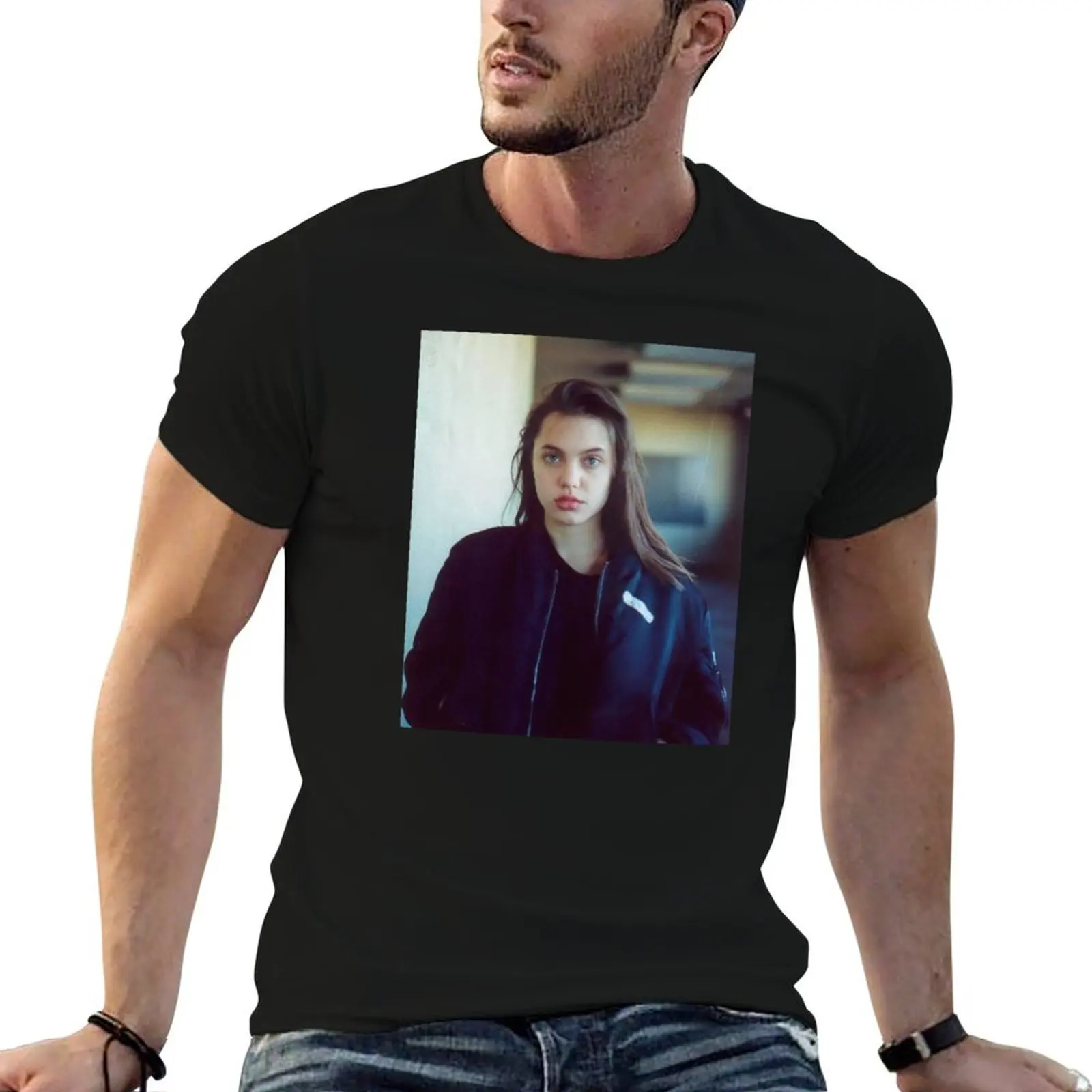 

brand jolie shirt young t t cotton men 100% stickers cotton luxury angelina shirt T-Shirt man
