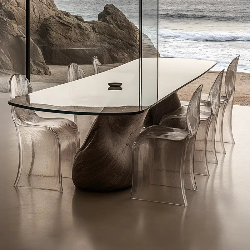 Resin furniture light luxury study desk conference table consultation meeting guest crystal tea table