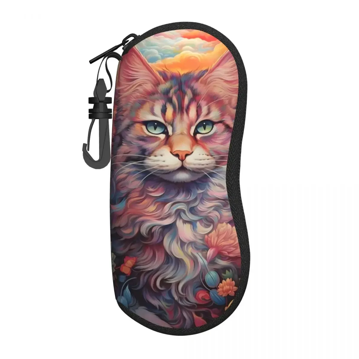 Cat Clouds Psychedelic Glasses Case Flower Travel Sunglasses Pouch Male Female Fashion Eyewear Box Original Eyeglass Protector