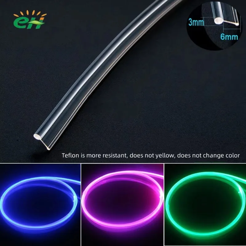 Transparente Farbe Lichtleiter leiste Glasfaser PVC 2 mm3mm einteilige Karte Rock Innen licht Tür Instrument Mitte Zier leuchte