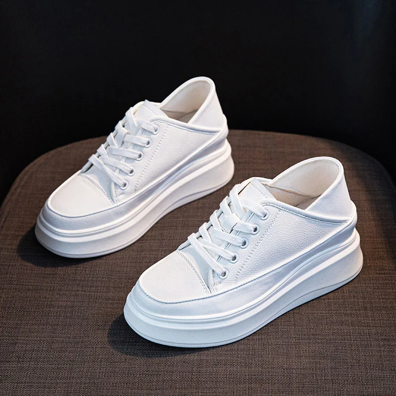 

XMWRLW 2025 г. Женская весенне-осенняя обувь из натуральной кожи, женские белые кроссовки на толстой подошве, весенняя обувь, женские кроссовки, размер обуви 31