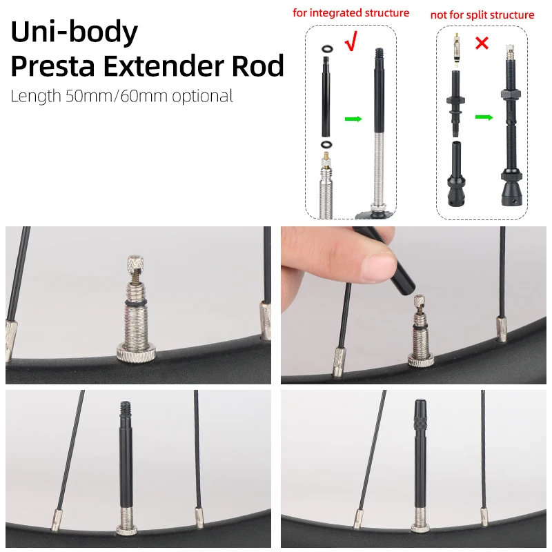 بريستا صمام تمديدات مع قبعات CNC بأكسيد الألومنيوم 50 مللي متر/60 مللي متر لقسم عميق الطريق دراجة الحافات الجذعية ملحقات #5