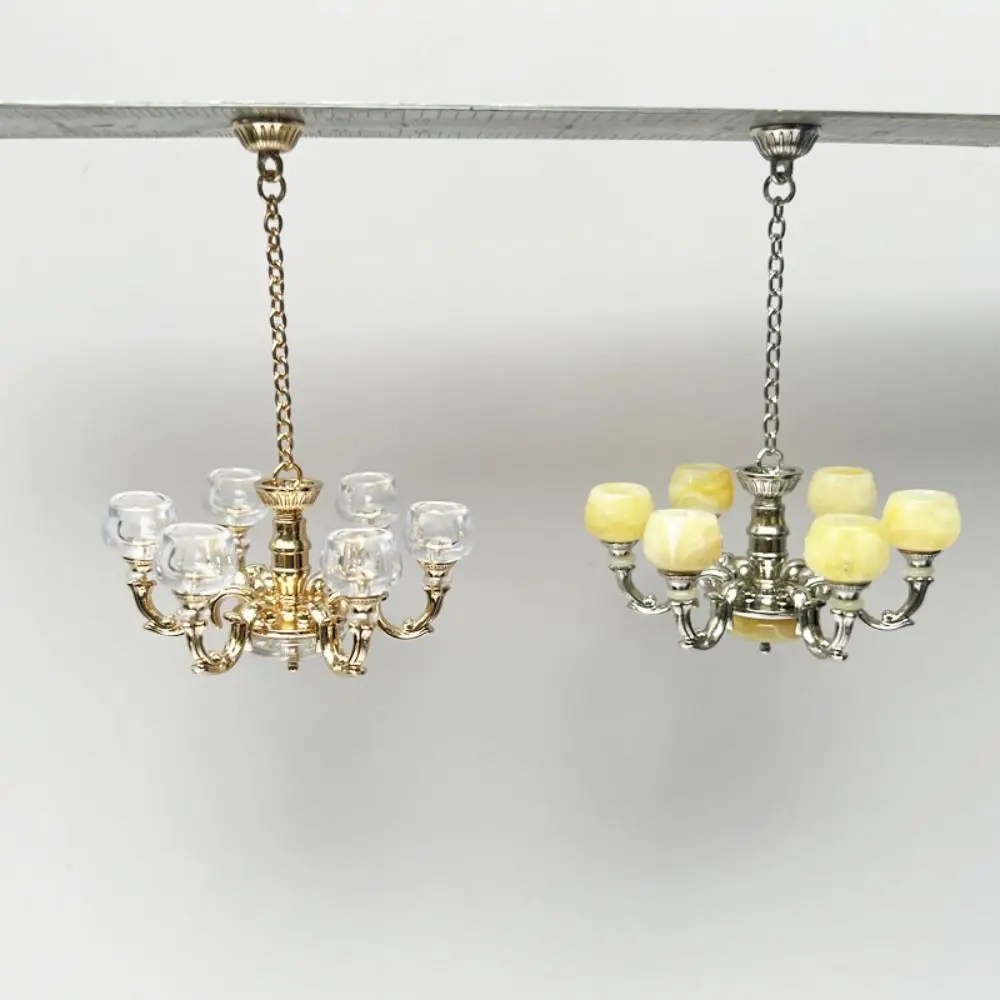 Retro Mini Furniture Scene Model Ornament Miniature Chandelier Dollhouse Light  Accessories Floor/Ceiling/Wall Lamp