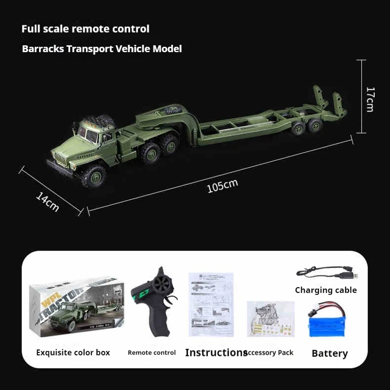 In Stock New 1: 16 Remote-Controlled Transport Vehicle Full Scale Military Ural Trailer Military Card 6-Wheel Drive Toy Kid Gift