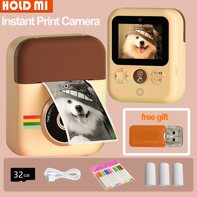 Nuevo juguete para niños, cámara de impresión instantánea, Mini cámara Digital con grabación de vídeo HD, papel fotográfico térmico de doble lente,