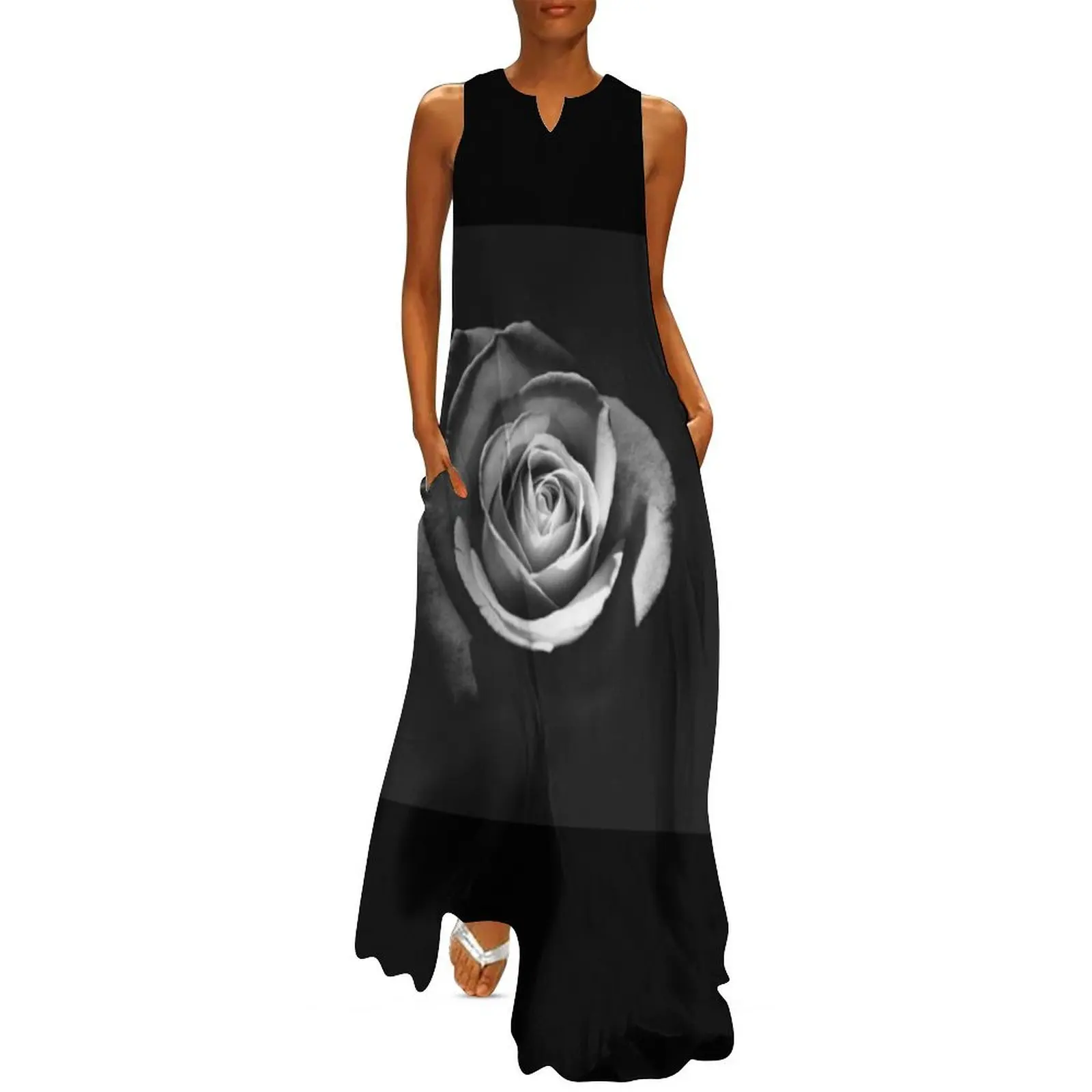

Black rose Long Dress women's summer dresses 2025 Summer women's clothing summer women's suit