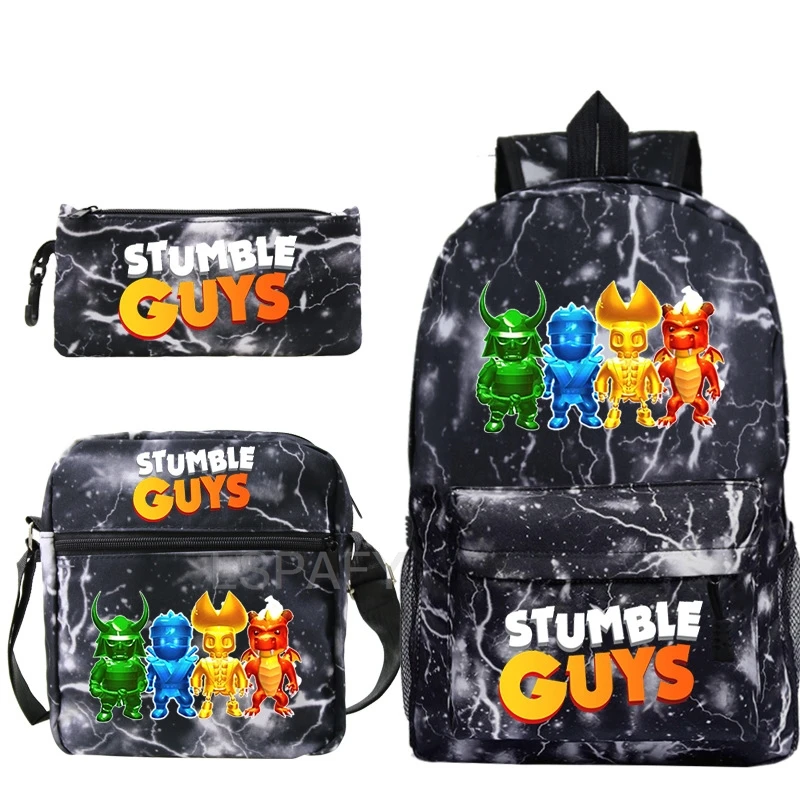 Stumble Guys Backpack 3pcs Portable Rucksack Children Cartoon School Bags Boys Girls Bookbag kids Casual Backpacks