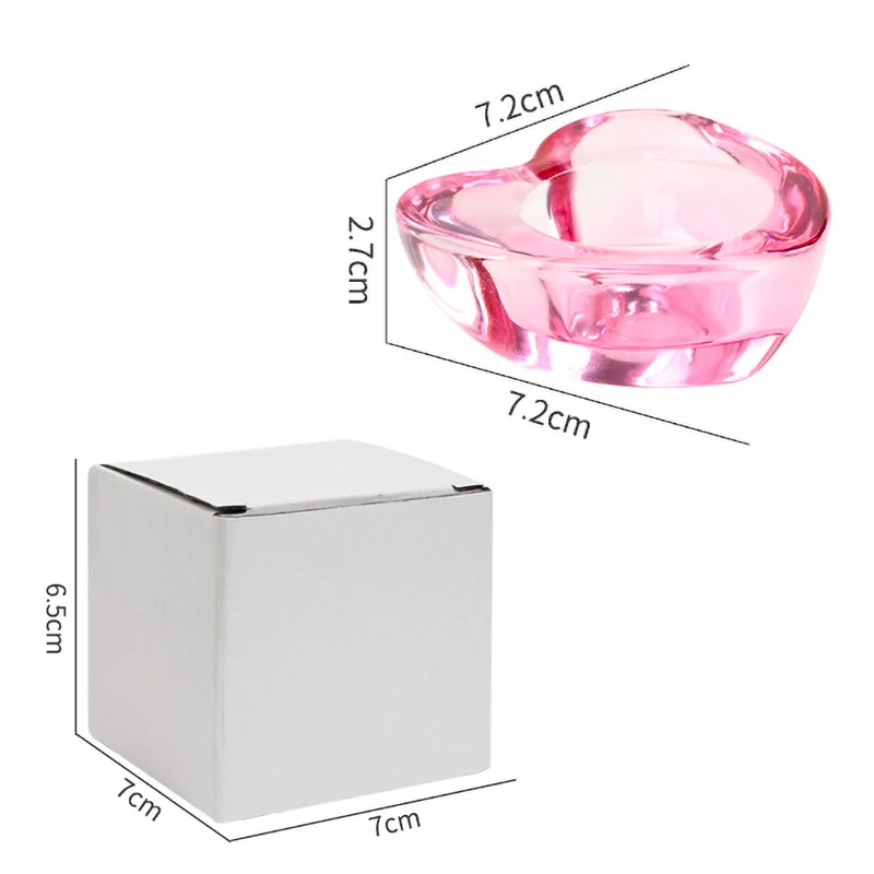 Heart Shape Nail Cup Pink Crystal Glass Dappen Dish Acrylic Powder Liquid Storage Holder Manicure Nails Accessories Tools