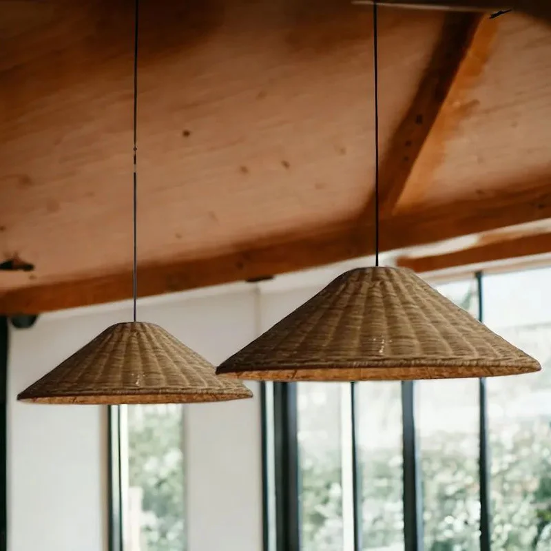 

Woven Pendant Light Creative Design Straw Hat Lamp For Living Room Study Bedroom Farmhouse Light Restaurant Kitchen Island Light