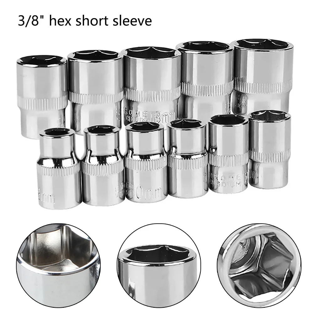 6-22mm 3/8 Inch Hex Socket Wrench Head Keys Socket Wrench Metric Double End Hexagons Sleeve For Ratchet Wrench Repair Tool