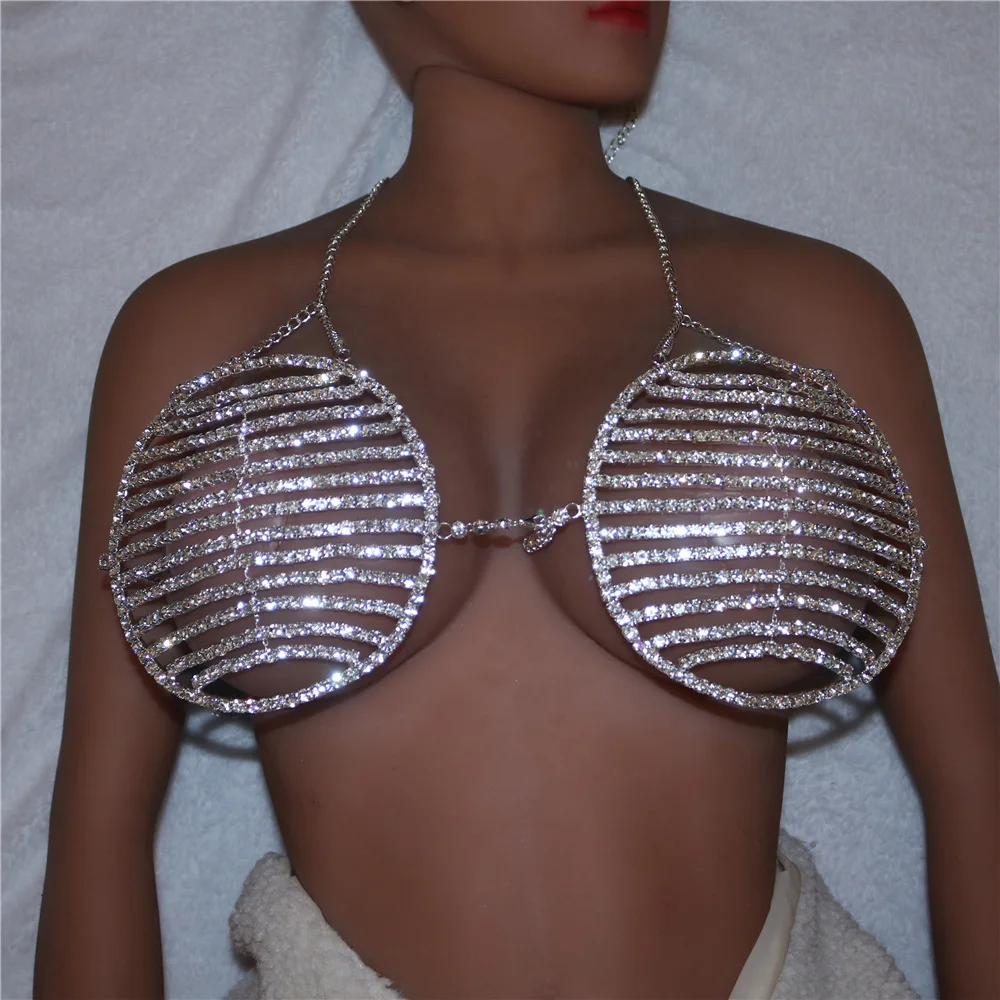 Body Chain Sexy Bikini Crystal Harness circular type Nightclub Party Wear Crystal Bikini Dress Chest Lingerie Bodies Chain