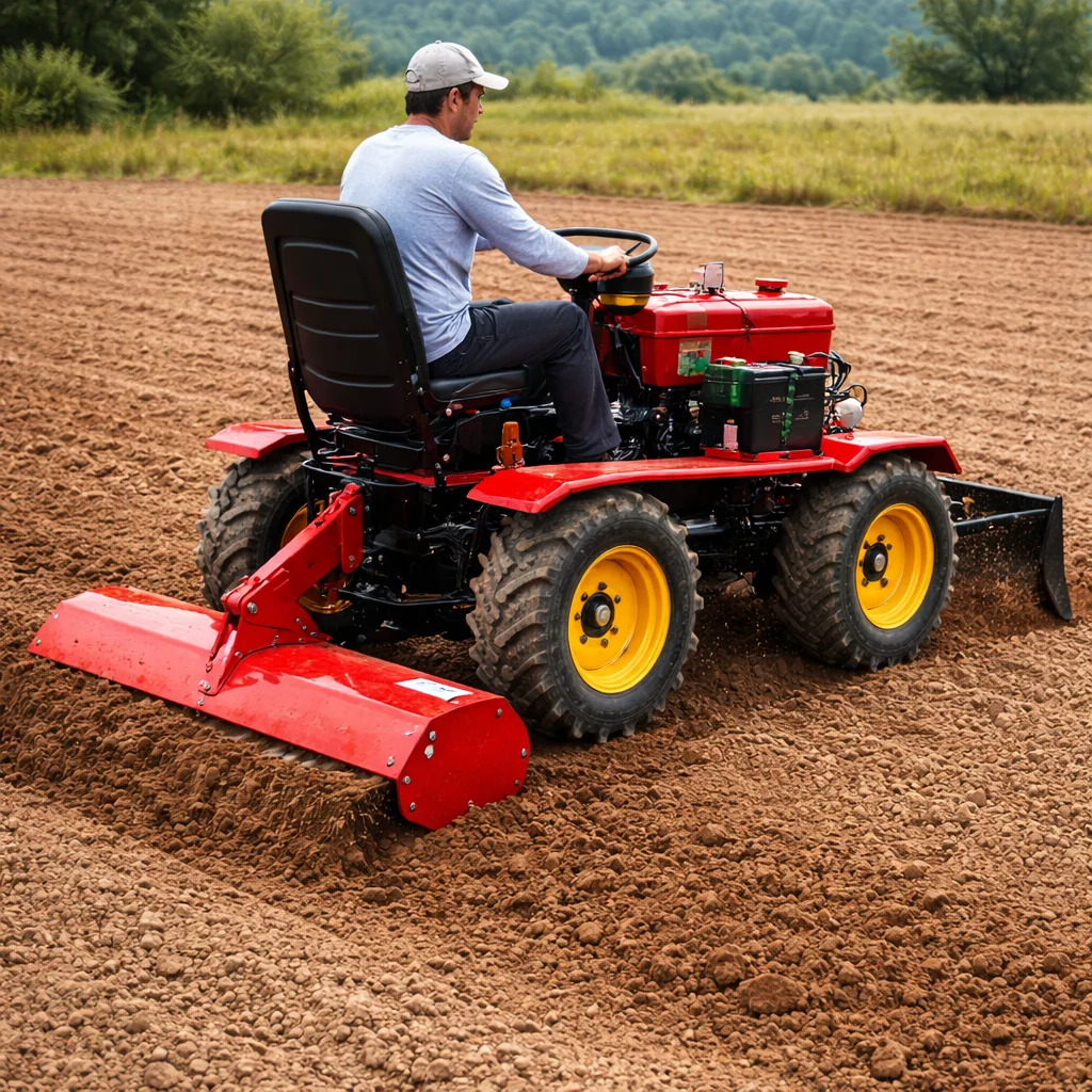 

Customized 25hp Small Tractor with Front Blades and Rotary Grinder | Farm Multifunctional Diesel Four-wheel Drive Farm Tiller