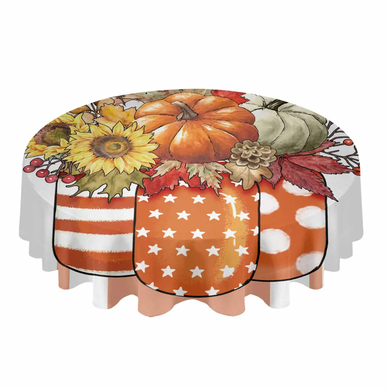 Autumn Maple Leaf Bouquet Waterproof Tablecloth Tea Table Decoration Round Table Cover For Kitchen Wedding Home