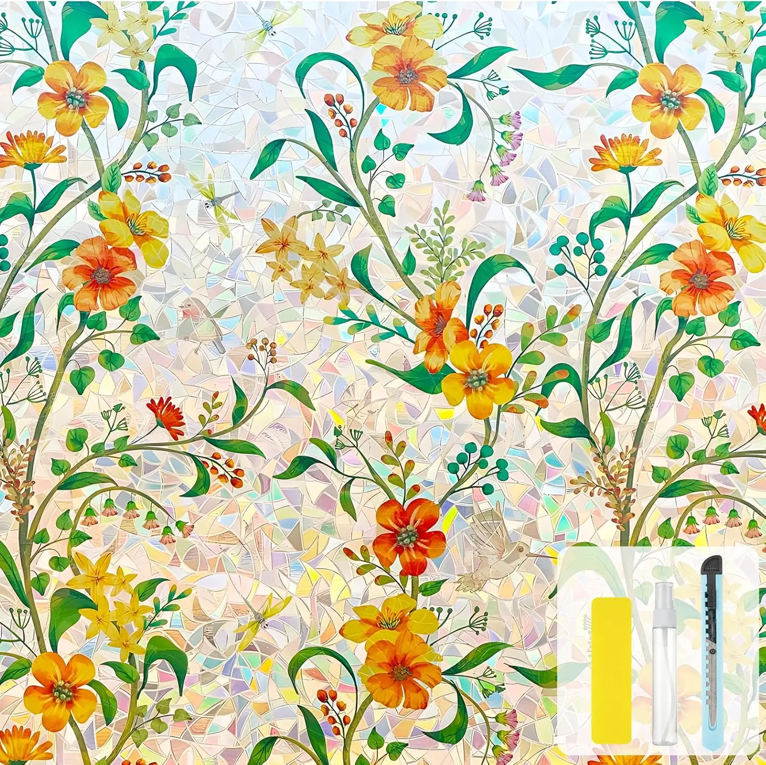 Rainbow Static Cling Privacy Film for Windows & Car Moonroof - Iridescent, Heat Blocking, UV Protection