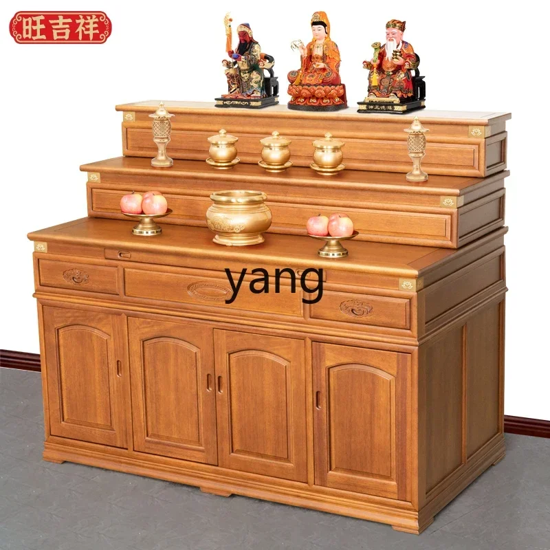 LMM, stepped altar cabinet solid wood shrine new Chinese tribute table three-layer table