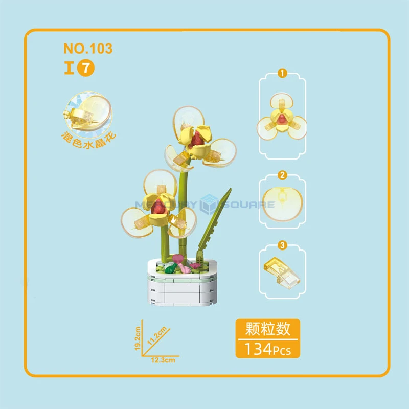 Orchidées Plantes en Pot MOC 103AP 7 décennie s de Construction Bonsaï Fleur Éternelle, Idées de Maison, Briques d'Ornement, Jouet DIY, Cadeau pour Bol et Garçons