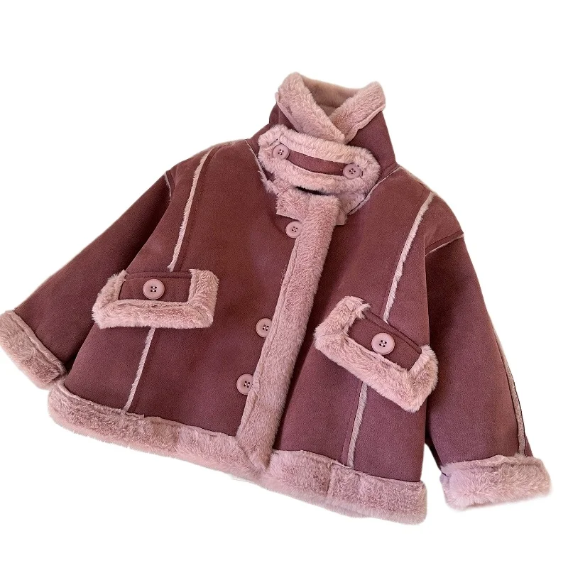 Girls Fake Fur Coats Winter Plush Thick Warm Overcoats Fashion Birthday Party Kids Baby Princess Coat Plush T-Shirt 2-8Yrs image 6