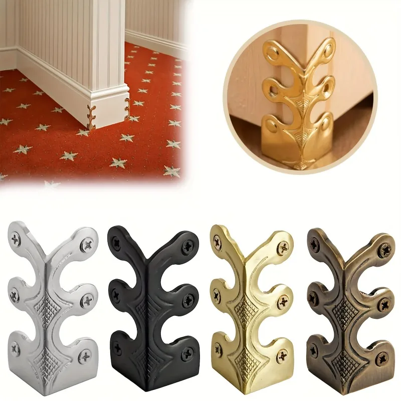 5Pcs Metal Corner Guards, Solid Brass Double-Sided Bumpers, Home Baseboard Angle Protectors, Pure Color Brass Skating Corners