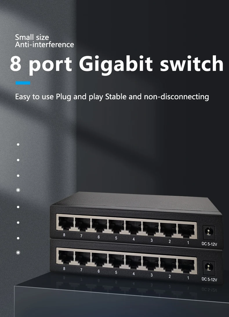 ZLWL 8-Port 10/100/1000Mbps Gigabit สมาร์ทเครือข่าย Ethernet Desktop Router สวิทช์จีนผลิตขายส่ง OEM ODM