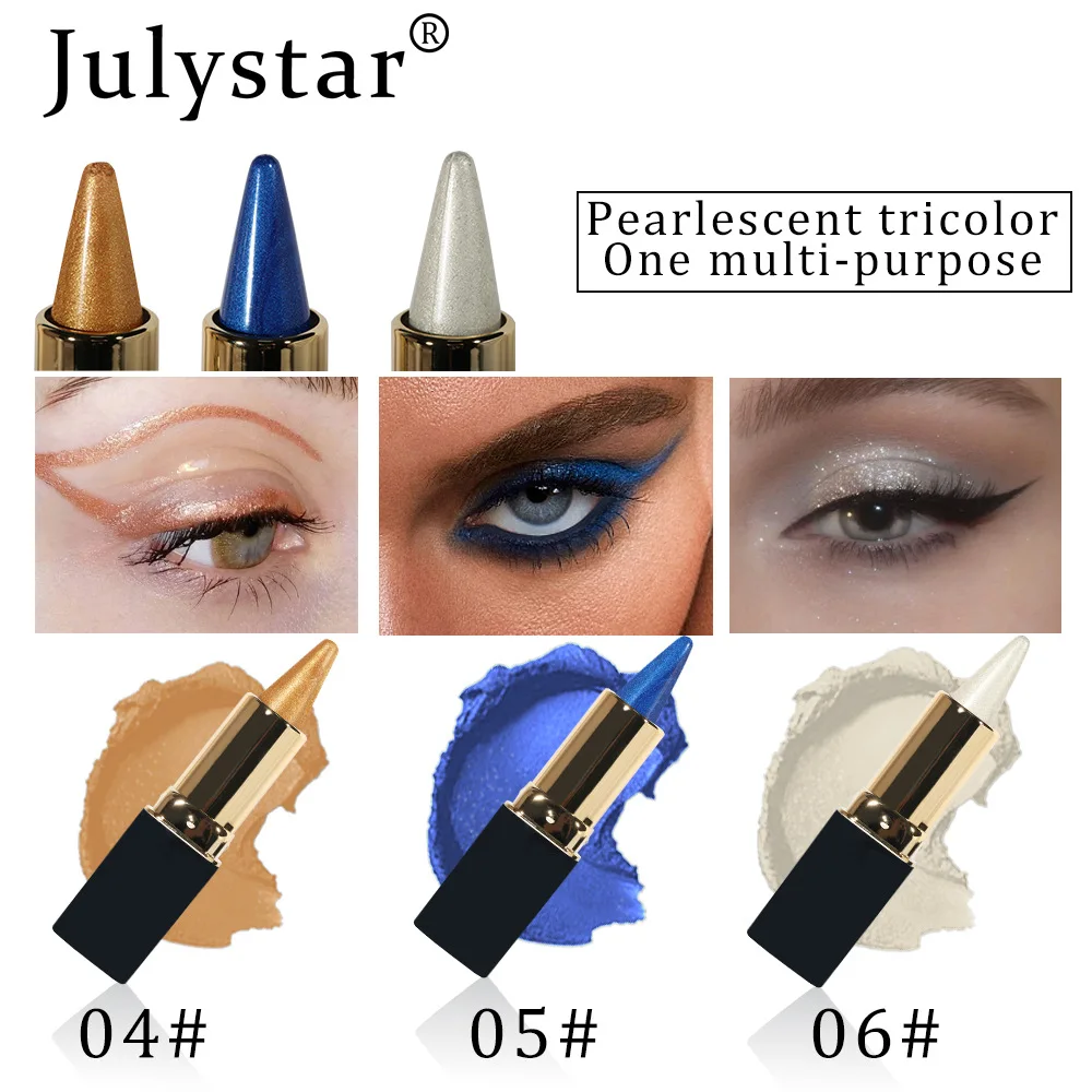 Wielofunkcyjny eyeliner Julystar Bogaty i kolorowy Naturalny wodoodporny Łatwy kolor Szybkoschnący Długotrwały nawilżający eyeliner w kremie